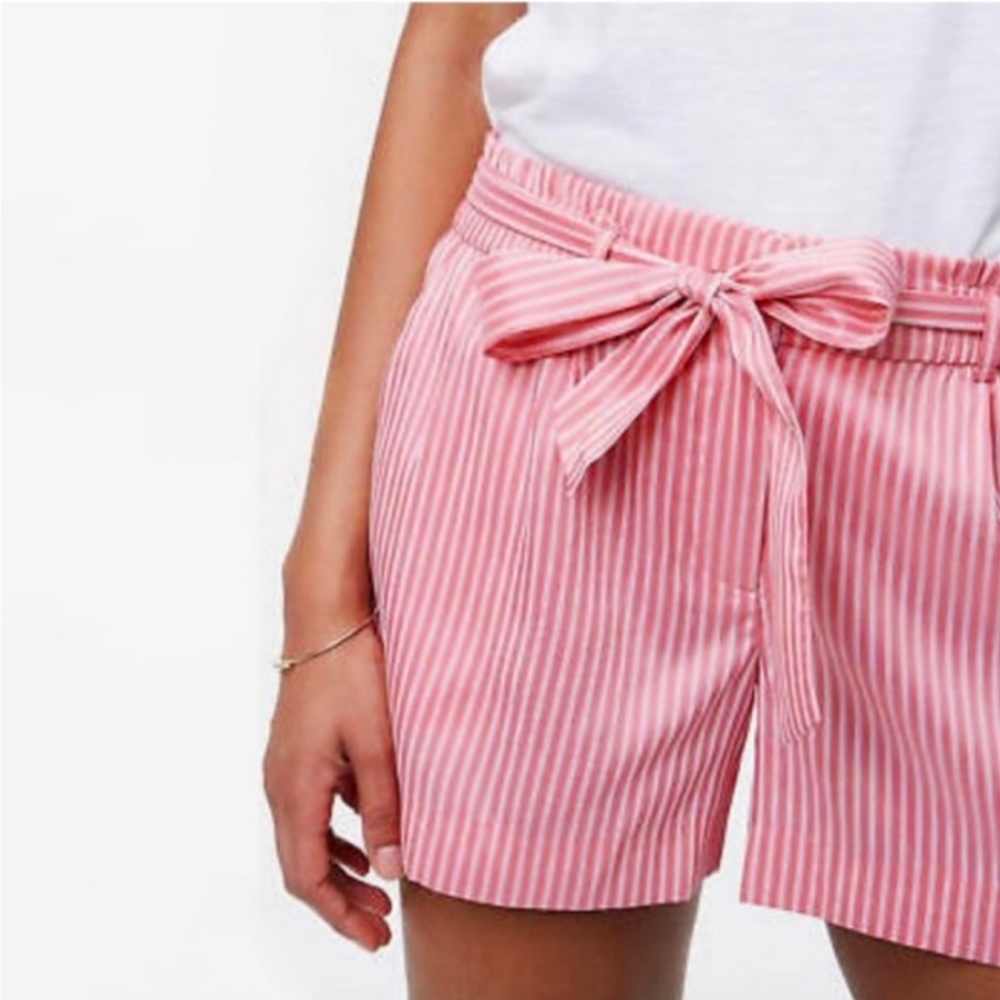NEW Loft Ann Taylor striped paperbag waist pink shorts